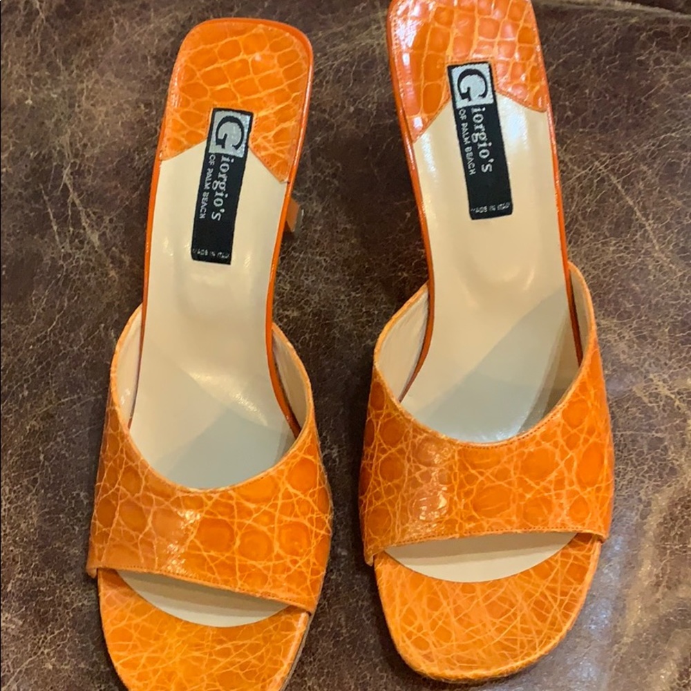 orange genuine crocodile made in Italy